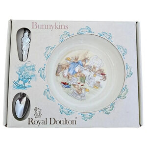 Royal Doulton vintage 1980s Bunnykins nursery set bowl  spoon NWT
